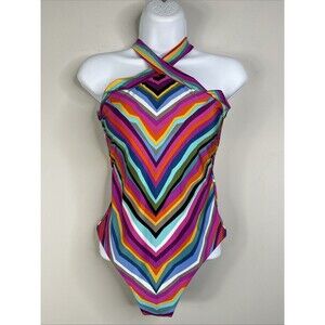 Trina Turk Women's Louvre Reversible High Neck One-piece Swimsuit Size 6